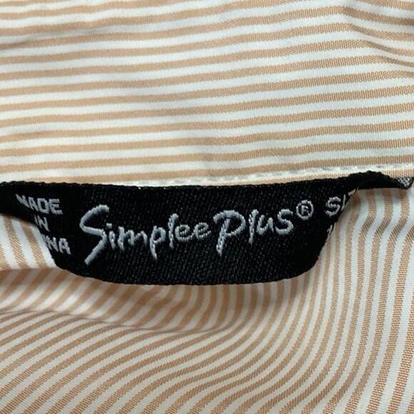Simplee Plus Multicolor Striped Colorblock Long Sleeve Button Down Shirt Sz 1XL - Picture 3 of 4